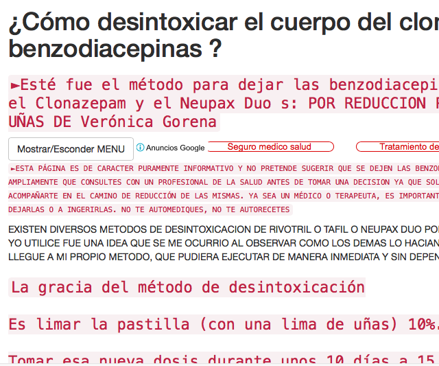 Método para dejar el clonazepam